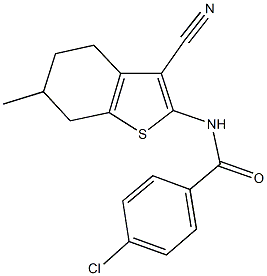 4-chloro-N-(3-cyano-6-methyl-4,5,6,7-tetrahydro-1-benzothien-2-yl)benzamide Struktur