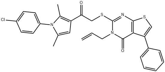 3-allyl-2-({2-[1-(4-chlorophenyl)-2,5-dimethyl-1H-pyrrol-3-yl]-2-oxoethyl}sulfanyl)-5-phenylthieno[2,3-d]pyrimidin-4(3H)-one Struktur