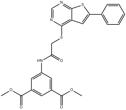 dimethyl 5-({[(6-phenylthieno[2,3-d]pyrimidin-4-yl)sulfanyl]acetyl}amino)isophthalate Struktur