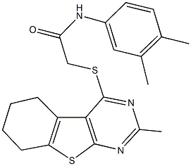 N-(3,4-dimethylphenyl)-2-[(2-methyl-5,6,7,8-tetrahydro[1]benzothieno[2,3-d]pyrimidin-4-yl)sulfanyl]acetamide Struktur