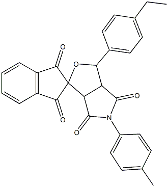 1-(4-ethylphenyl)-5-(4-methylphenyl)dihydro-1',3',4,6(2'H,3H,5H)-tetraoxospiro(1H-furo[3,4-c]pyrrole-3,2'-[1'H]-indene) Struktur