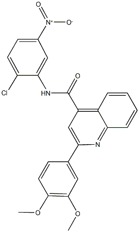 N-{2-chloro-5-nitrophenyl}-2-(3,4-dimethoxyphenyl)-4-quinolinecarboxamide Struktur