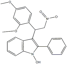 3-{1-(2,4-dimethoxyphenyl)-2-nitroethyl}-2-phenyl-1H-indol-1-ol Struktur