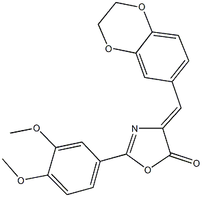 4-(2,3-dihydro-1,4-benzodioxin-6-ylmethylene)-2-(3,4-dimethoxyphenyl)-1,3-oxazol-5(4H)-one Struktur