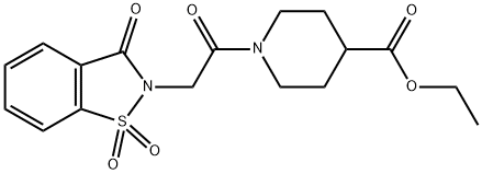 ethyl1-[(1,1-dioxido-3-oxo-1,2-benzisothiazol-2(3H)-yl)acetyl]-4-piperidinecarboxylate Struktur