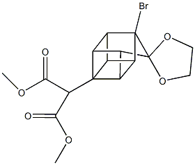 dimethyl 2-(1-bromospiro{pentacyclo[4.3.0.0~2,5~.0~3,8~.0~4,7~]nonane-9,2'-[1,3]-dioxolane}-4-yl)malonate Struktur