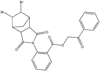 2-oxo-2-phenylethyl 2-(8,9-dibromo-3,5-dioxo-4-azatricyclo[5.2.1.0~2,6~]dec-4-yl)benzoate Struktur