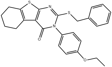 2-(benzylsulfanyl)-3-(4-ethoxyphenyl)-5,6,7,8-tetrahydro[1]benzothieno[2,3-d]pyrimidin-4(3H)-one Struktur