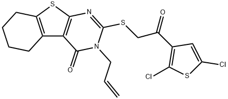 3-allyl-2-{[2-(2,5-dichloro-3-thienyl)-2-oxoethyl]sulfanyl}-5,6,7,8-tetrahydro[1]benzothieno[2,3-d]pyrimidin-4(3H)-one Struktur