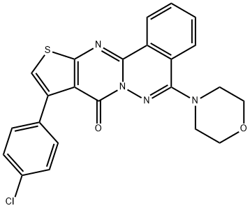 9-(4-chlorophenyl)-5-(4-morpholinyl)-8H-thieno[2',3':4,5]pyrimido[2,1-a]phthalazin-8-one Struktur