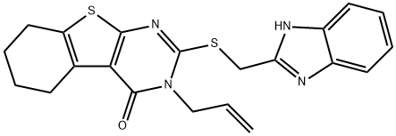 3-allyl-2-[(1H-benzimidazol-2-ylmethyl)sulfanyl]-5,6,7,8-tetrahydro[1]benzothieno[2,3-d]pyrimidin-4(3H)-one Struktur