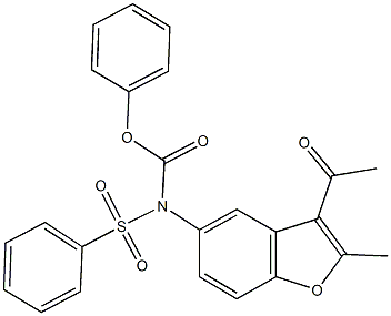 phenyl 3-acetyl-2-methyl-1-benzofuran-5-yl(phenylsulfonyl)carbamate Struktur