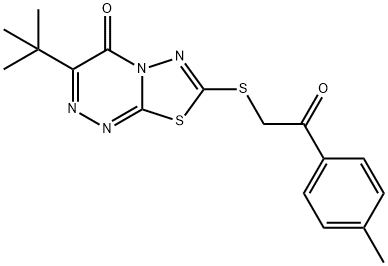 3-tert-butyl-7-{[2-(4-methylphenyl)-2-oxoethyl]sulfanyl}-4H-[1,3,4]thiadiazolo[2,3-c][1,2,4]triazin-4-one Struktur