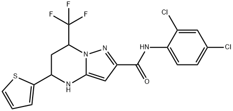 N-(2,4-dichlorophenyl)-5-(2-thienyl)-7-(trifluoromethyl)-4,5,6,7-tetrahydropyrazolo[1,5-a]pyrimidine-2-carboxamide Struktur