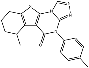 6-methyl-4-(4-methylphenyl)-6,7,8,9-tetrahydro[1]benzothieno[3,2-e][1,2,4]triazolo[4,3-a]pyrimidin-5(4H)-one Struktur