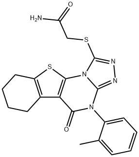 2-{[4-(2-methylphenyl)-5-oxo-4,5,6,7,8,9-hexahydro[1]benzothieno[3,2-e][1,2,4]triazolo[4,3-a]pyrimidin-1-yl]sulfanyl}acetamide Struktur