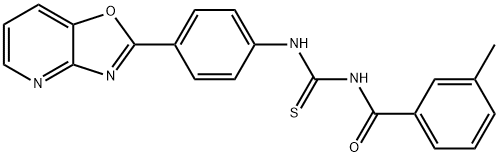 N-(3-methylbenzoyl)-N'-(4-[1,3]oxazolo[4,5-b]pyridin-2-ylphenyl)thiourea Struktur