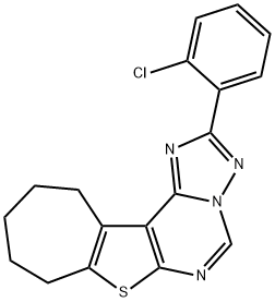 2-(2-chlorophenyl)-9,10,11,12-tetrahydro-8H-cyclohepta[4,5]thieno[3,2-e][1,2,4]triazolo[1,5-c]pyrimidine Struktur