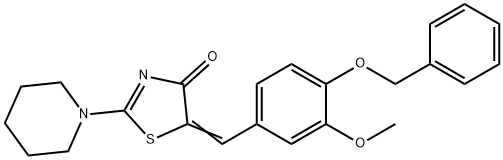 5-[4-(benzyloxy)-3-methoxybenzylidene]-2-(1-piperidinyl)-1,3-thiazol-4(5H)-one Struktur