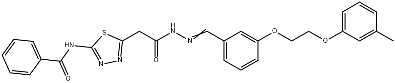 N-{5-[2-(2-{3-[2-(3-methylphenoxy)ethoxy]benzylidene}hydrazino)-2-oxoethyl]-1,3,4-thiadiazol-2-yl}benzamide Struktur