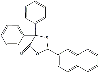 2-(2-naphthyl)-4,4-diphenyl-1,3-oxathiolan-5-one Struktur