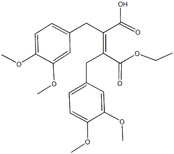 2,3-bis(3,4-dimethoxybenzyl)-4-ethoxy-4-oxo-2-butenoic acid Struktur