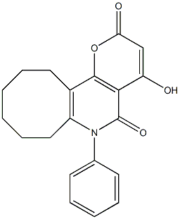 4-hydroxy-6-phenyl-7,8,9,10,11,12-hexahydro-2H-cycloocta[b]pyrano[2,3-d]pyridine-2,5(6H)-dione Struktur