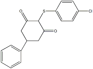 2-[(4-chlorophenyl)sulfanyl]-5-phenyl-1,3-cyclohexanedione Struktur