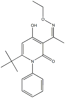 6-tert-butyl-3-(N-ethoxyethanimidoyl)-4-hydroxy-1-phenyl-2(1H)-pyridinone Struktur