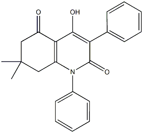 4-hydroxy-7,7-dimethyl-1,3-diphenyl-7,8-dihydro-2,5(1H,6H)-quinolinedione Struktur