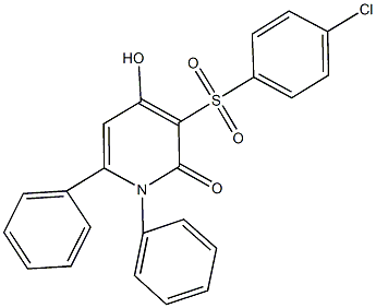 3-[(4-chlorophenyl)sulfonyl]-4-hydroxy-1,6-diphenyl-2(1H)-pyridinone Struktur