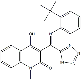 3-[[(2-tert-butylphenyl)imino](1H-tetraazol-5-yl)methyl]-4-hydroxy-1-methyl-2(1H)-quinolinone Struktur