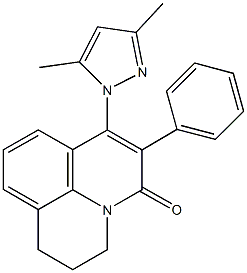 7-(3,5-dimethyl-1H-pyrazol-1-yl)-6-phenyl-2,3-dihydro-1H,5H-pyrido[3,2,1-ij]quinolin-5-one Struktur