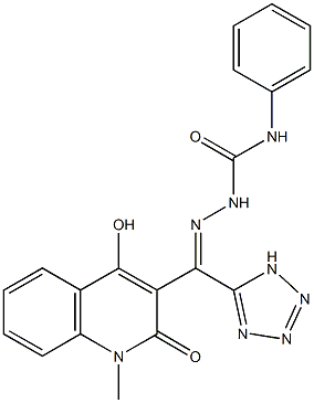 3-[(anilinocarbonyl)(1H-tetraazol-5-yl)carbohydrazonoyl]-4-hydroxy-1-methyl-2(1H)-quinolinone Struktur