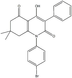 1-(4-bromophenyl)-4-hydroxy-7,7-dimethyl-3-phenyl-7,8-dihydro-2,5(1H,6H)-quinolinedione Struktur