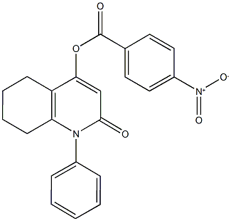 2-oxo-1-phenyl-1,2,5,6,7,8-hexahydro-4-quinolinyl 4-nitrobenzoate Struktur