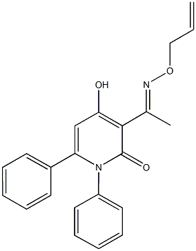 3-[N-(allyloxy)ethanimidoyl]-4-hydroxy-1,6-diphenyl-2(1H)-pyridinone Struktur