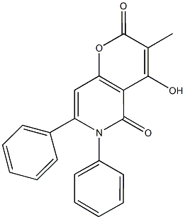 4-hydroxy-3-methyl-6,7-diphenyl-2H-pyrano[3,2-c]pyridine-2,5(6H)-dione Struktur