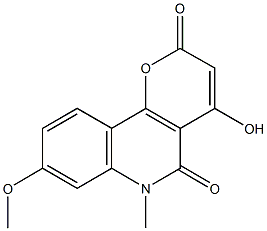 4-hydroxy-8-methoxy-6-methyl-2H-pyrano[3,2-c]quinoline-2,5(6H)-dione Struktur