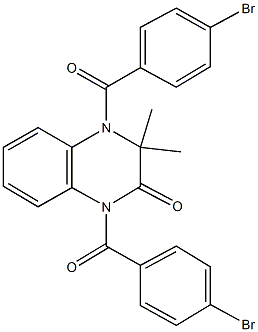 1,4-bis(4-bromobenzoyl)-3,3-dimethyl-3,4-dihydro-2(1H)-quinoxalinone Struktur