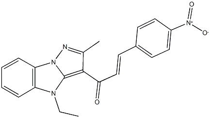 1-(4-ethyl-2-methyl-4H-pyrazolo[1,5-a]benzimidazol-3-yl)-3-{4-nitrophenyl}-2-propen-1-one Struktur