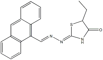 9-anthracenecarbaldehyde (5-ethyl-4-oxo-1,3-thiazolidin-2-ylidene)hydrazone Struktur