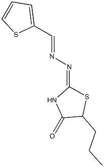 2-thiophenecarbaldehyde (4-oxo-5-propyl-1,3-thiazolidin-2-ylidene)hydrazone Struktur