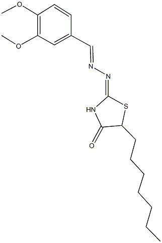 3,4-dimethoxybenzaldehyde (5-heptyl-4-oxo-1,3-thiazolidin-2-ylidene)hydrazone Struktur