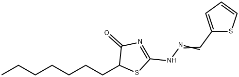 2-thiophenecarbaldehyde (5-heptyl-4-oxo-1,3-thiazolidin-2-ylidene)hydrazone Struktur