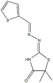 2-thiophenecarbaldehyde (5,5-dimethyl-4-oxo-1,3-thiazolidin-2-ylidene)hydrazone Struktur