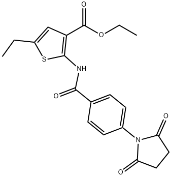 ethyl 2-{[4-(2,5-dioxopyrrolidin-1-yl)benzoyl]amino}-5-ethylthiophene-3-carboxylate Struktur