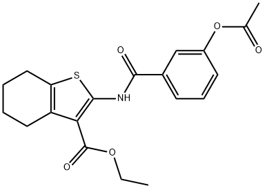 ethyl 2-{[3-(acetyloxy)benzoyl]amino}-4,5,6,7-tetrahydro-1-benzothiophene-3-carboxylate Struktur