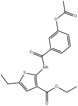 ethyl 2-{[3-(acetyloxy)benzoyl]amino}-5-ethylthiophene-3-carboxylate Struktur