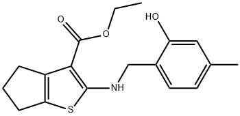 ethyl 2-[(2-hydroxy-4-methylbenzyl)amino]-5,6-dihydro-4H-cyclopenta[b]thiophene-3-carboxylate Struktur